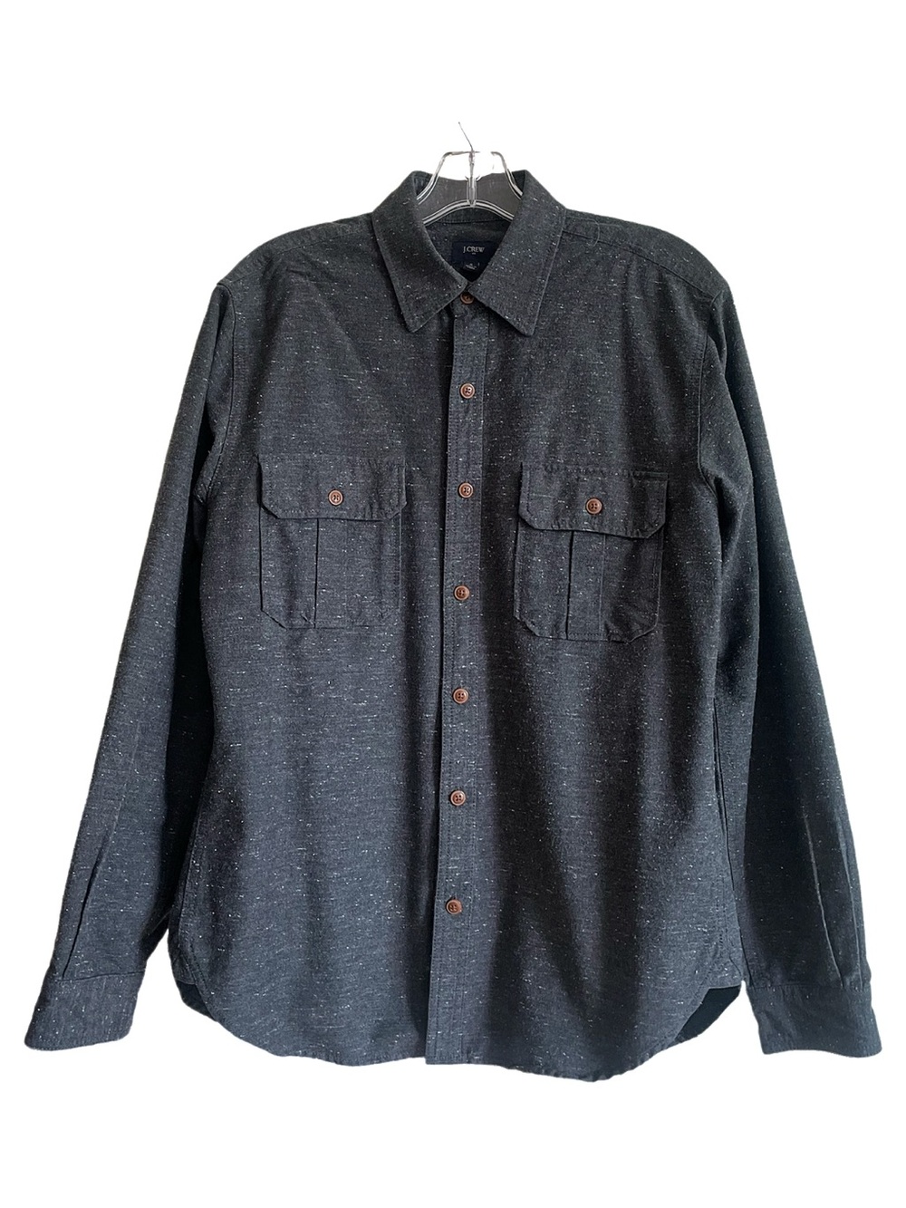 J. Crew Men's Charcoal Gray Speckled Long-Sleeve Button-Down Donegal Shirt